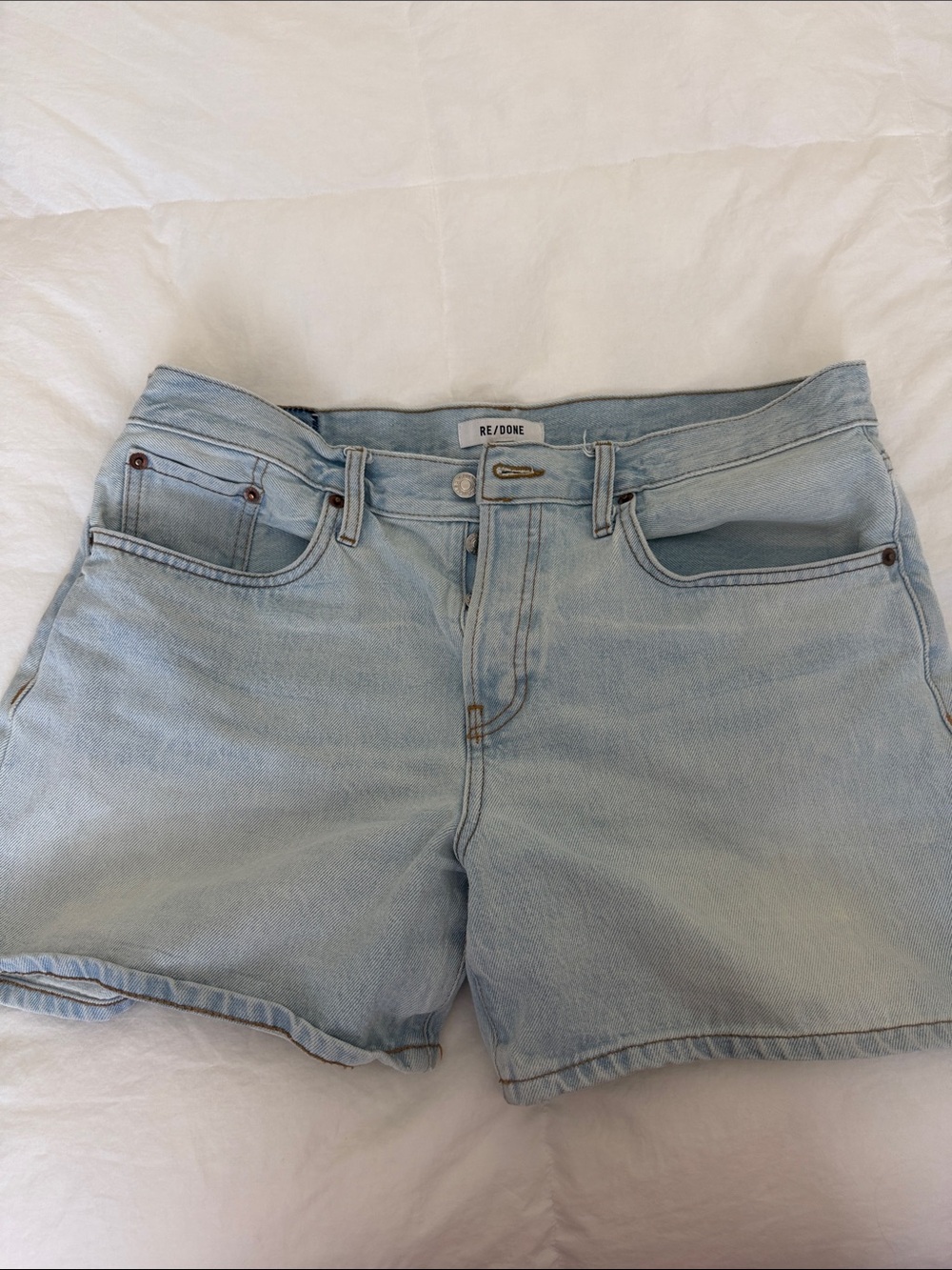 Re/Done Light Blue Denim Jean Shorts